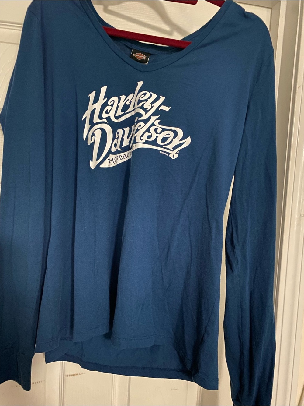Harley-Davidson Blue Long Sleeve Tee with White Logo